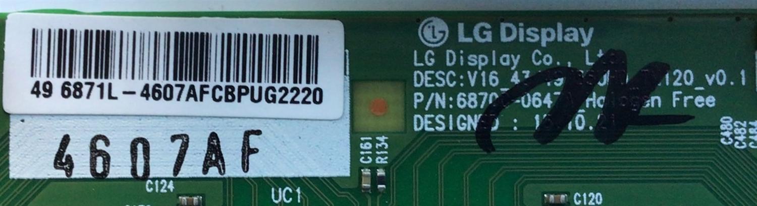 KIT DE TARJETAS PARA TV LG /  MAIN  EBT64138318 / EAX66943504(1.0) /  FUENTE EAY64388811 / EAX66923201(1.4) / T-CON 6871L-4607A / 6870C-0647A / 4607A / PANEL NC490DGE SADP3 / DISPLAY LC490EGY(SJ)(A3) / MODELO 49UH610A-UJ.BUSWLOR - Imagen 5